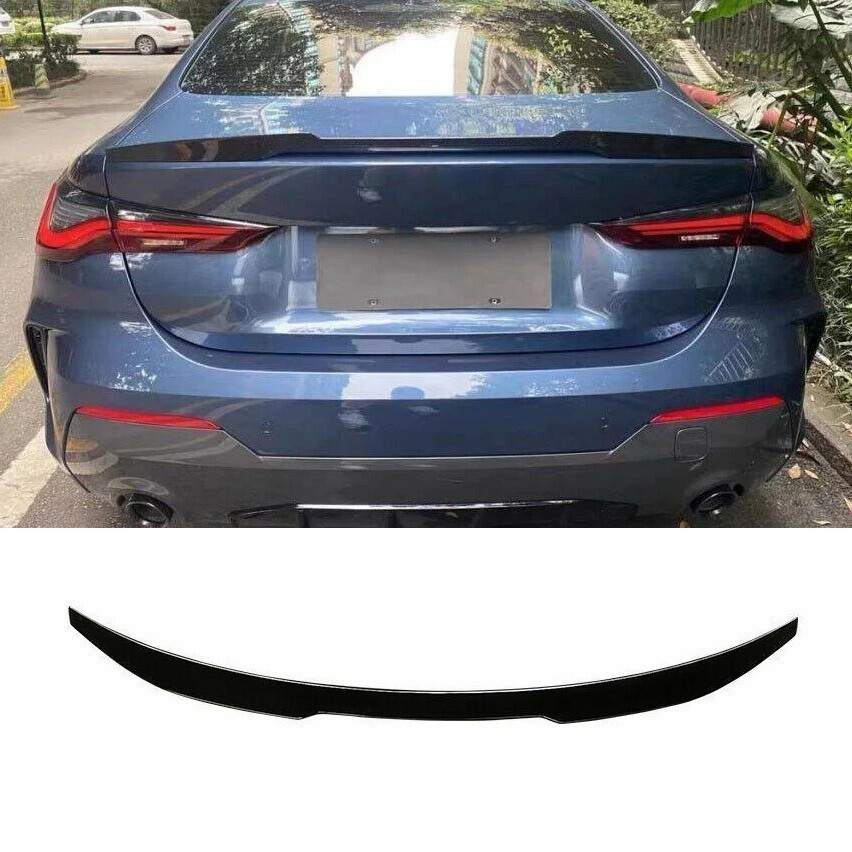 สําหรับ 2021-2024 BMW 4-Series G22 430i M440i M4 สไตล์ GLOSS BLACK Trunk สปอยเลอร์ Lip