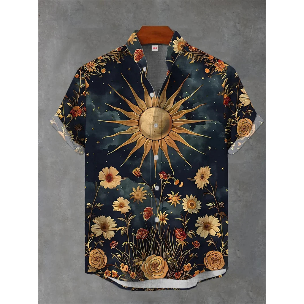 เสื้อฮาวาย 3D สไตล์เรโทร แขนสั้น สำหรับหนุ่มในฤดูร้อน MEQ4