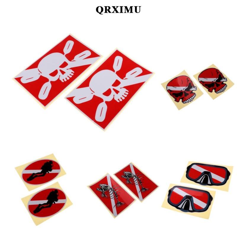 [Mamdescentncknneck neck ncombeds เดิม] 2ชิ้น คอเต่า Scuba Diving Skull, diver, Goggles Sticker Deca