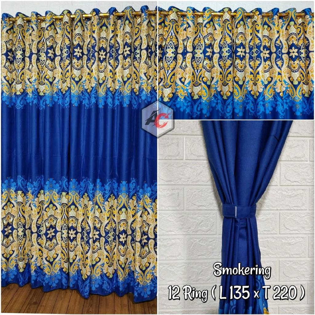 ผ้าม่านกันควัน 12 หลุม มี HESSEN motif 135X220CM ฟรีเชือก SI