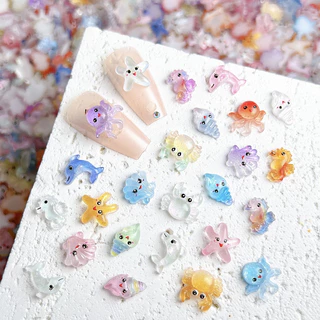 GeeToy ชุด10ชิ้น ของเล่นมินิสัตว์ทะเลการ์ตูนเรืองแสง แบ่งสุ่ม ของขวัญสำหรับเด็ก