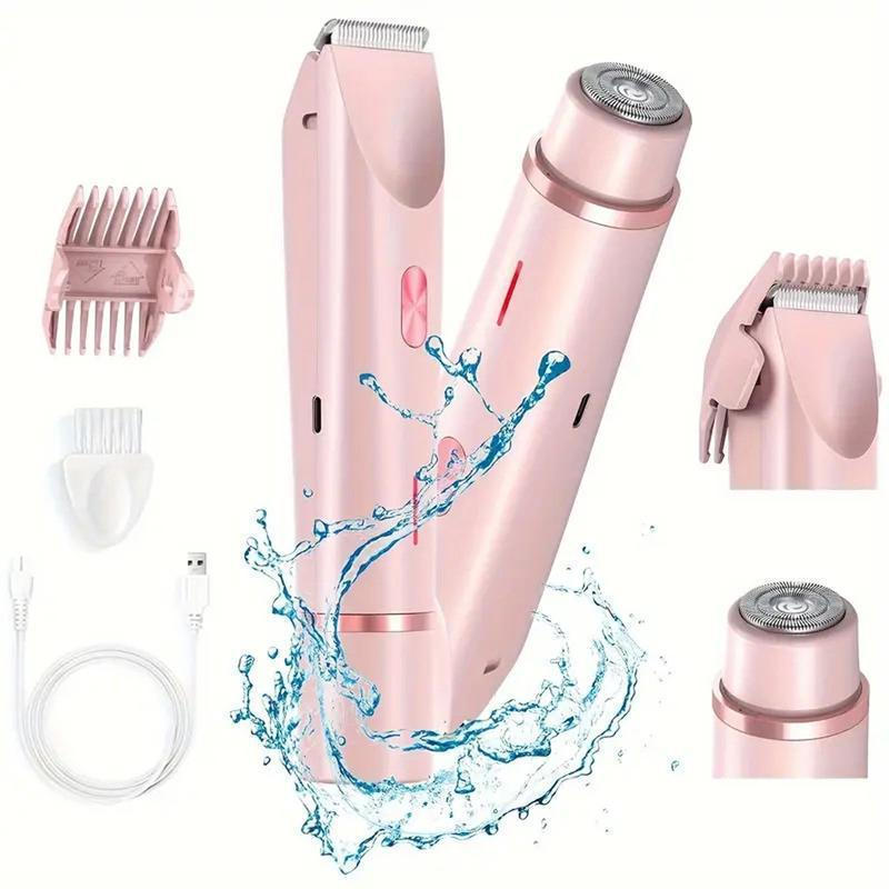 Electric Bikini Trimmer for Women, Rechargeable 2 in 1 Body & Facial Hair Removal, Waterproof Wet & 