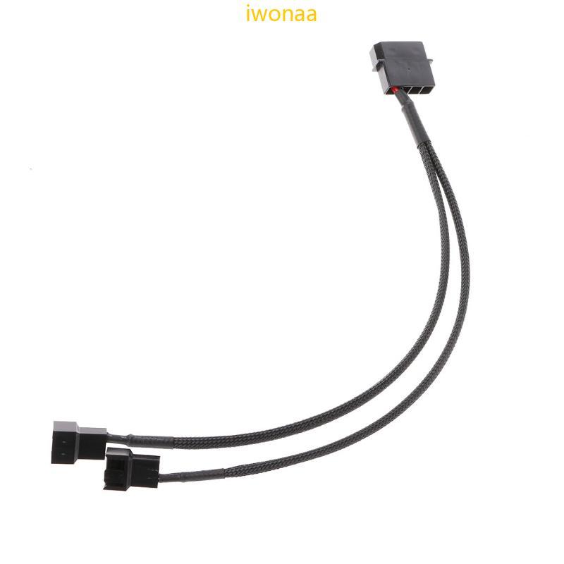 Iwo 4-Pin Male to 3-Pin 4-Pin PWM USB Sleeved Fan Power Adapter Cable สีดํา