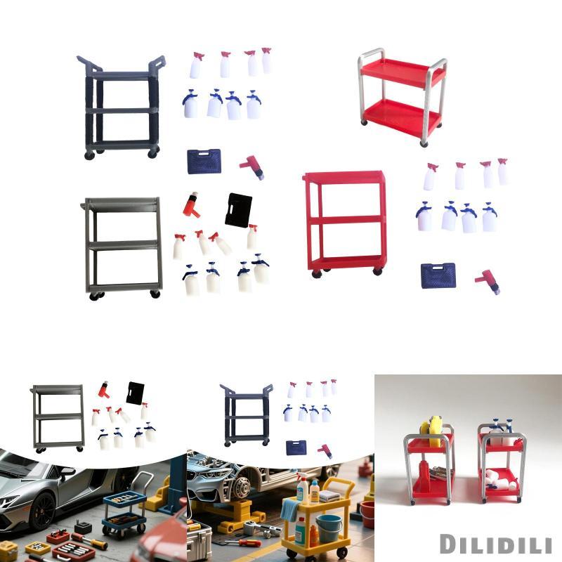 [Dilidili] เครื่องมือสะสมรถเข็นรุ่น 1/18 Scale Miniature Sculpture Garage Diorama Table Decor สําหรั