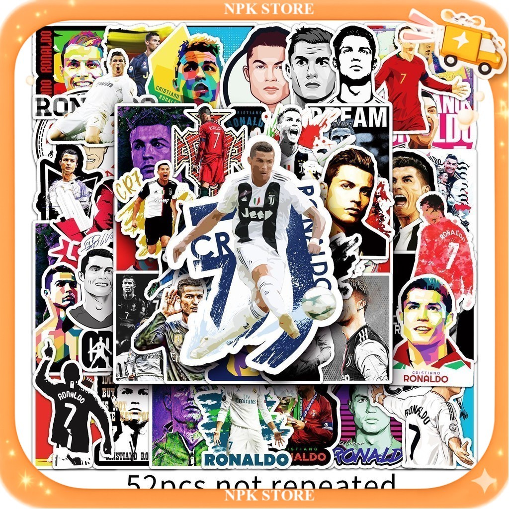 🔥🇹🇭พร้อมส่ง🇹🇭🔥 52แผ่น คริสเตียโน โรนัลโด Cristiano Ronaldo Soccer Football Sticker กันน้ำ DIY ติดรถ