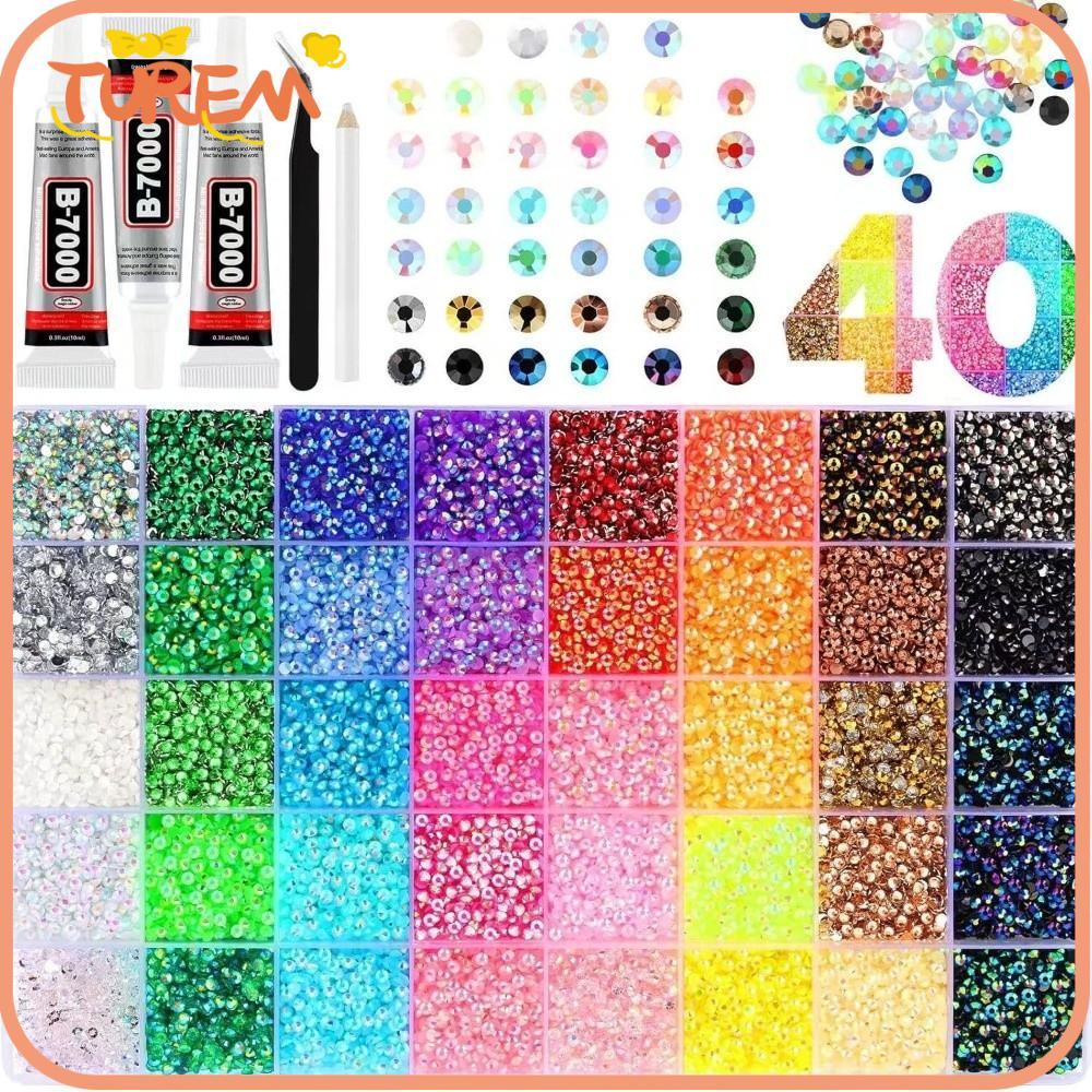 TUREM Jelly Rhinestones กิตต์ศิลปะเพชรระยิบระยับ เครื่องประดับเล็บ DIY สีสันหลากหลายสำหรับตกแต่งเล็บ
