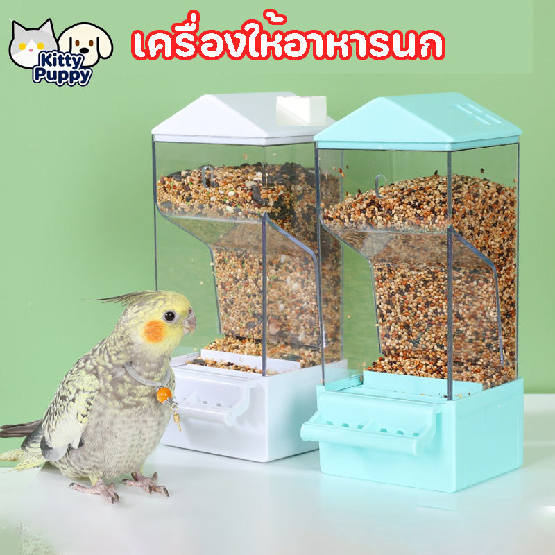 เครื่องให้อาหารนก เครื่องให้อาหารนกอัตโนมัติ ที่ให้อาหารอัตโนมัติ สำหรับกรงนกแก้ว อะคริลิคโปร่งใส