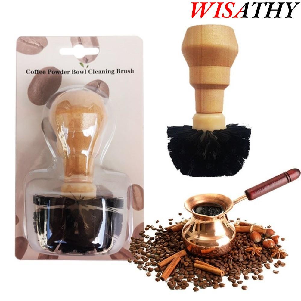 Espresso Portafilter แปรงทําความสะอาด,ด้ามไม้เครื่องมือทําความสะอาดผงกาแฟชามแปรง,สําหรับ 51/54/58 มม