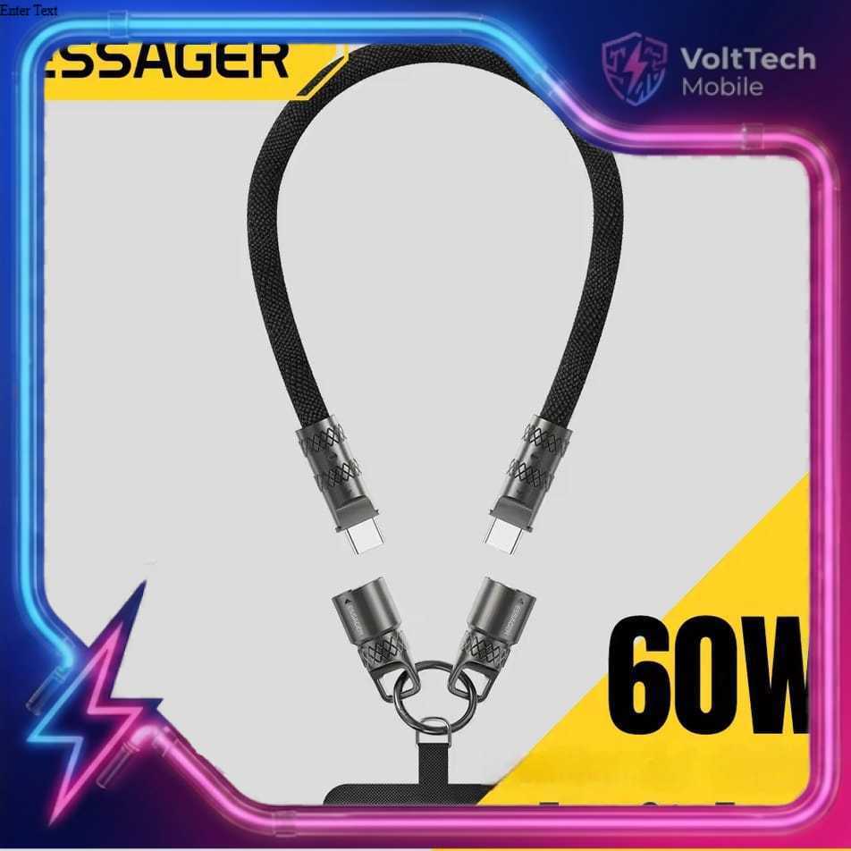 2-in-1 USB Type C ถึง Type C Fast Charging PD 60W Data Cable - JCB01-ESAGER - สีดํา