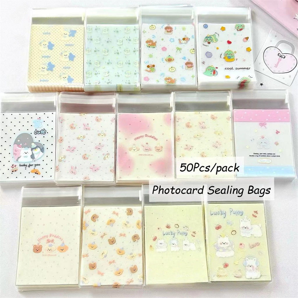 50 ชิ้น/ถุงการ์ตูนน่ารักถุงปิดผนึก Toploader Photocard ถุงบรรจุภัณฑ์
