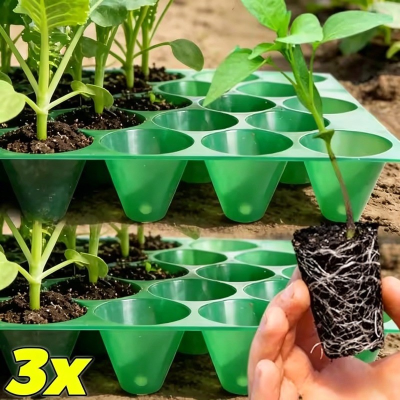 ถาดเพาะกล้ารูกลม 38 หลุม - 3 ชิ้นนํากลับมาใช้ใหม่ได้ปลูกผักหนา PVC Nursery Pot