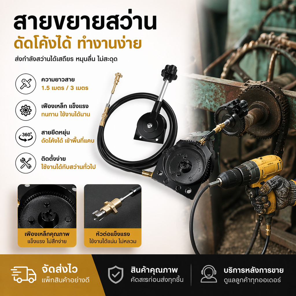 (ในไทย+VAT) สายเร่ง พร้อม คันเร่ง ตั้งค้างได้ เร่งเครื่องขุดดิน เร่งเรือ เร่งแบคโฮ เร่งเครื่องอเนกประสงค์