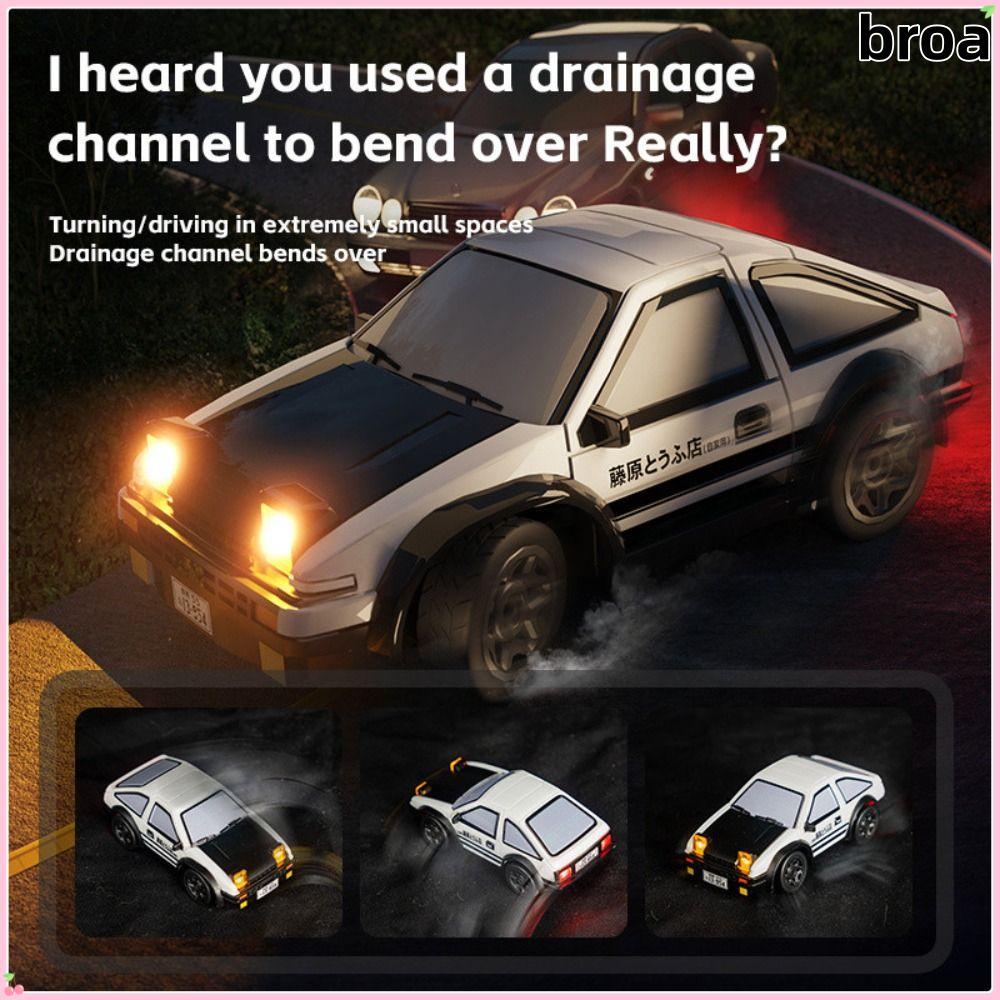 BROA RC Drift Car, พลาสติก 1/64 MINI AE86 RC Stunt Car, Creative Racing กีฬาไฟฟ้า Black & White รถขอ