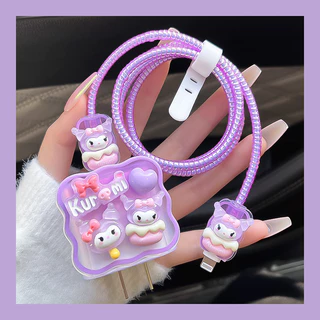 ฝาครอบป้องกันสายชาร์จ ลายดอกไม้ 3D Power Adapter 20W สำหรับ For iPhone หัวชาร์จ PD เคสรูปสุนัขน่ารัก