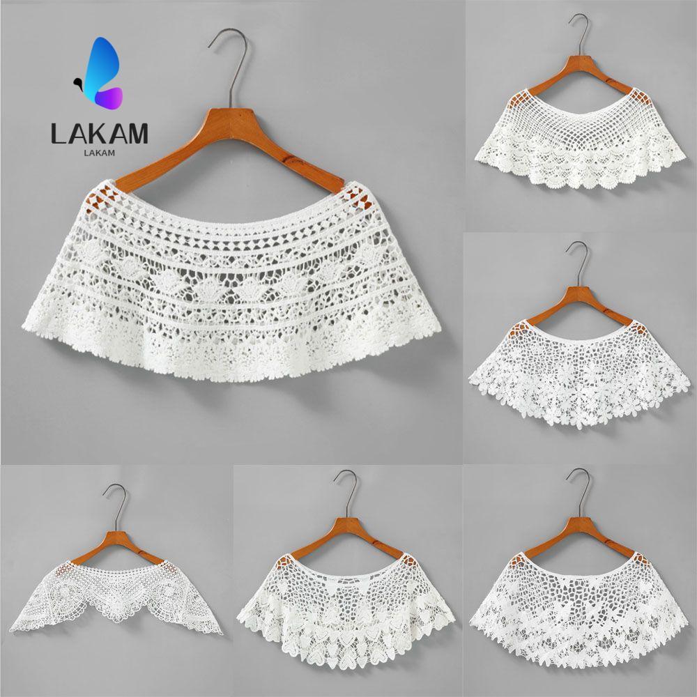 LAKAM Shrug Poncho Women Vintage Lace Hollow Out Shawl