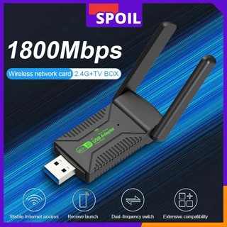 Spoil 【COD】ตัวรับสัญญาณการ์ดเครือข่ายเครื่องส่งสัญญาณ WiFi 2.4G +5.0Gไร้สายUSB3.0 WiFi 1800M เหมาะสำหรับคอมพิวเตอร์เร TV