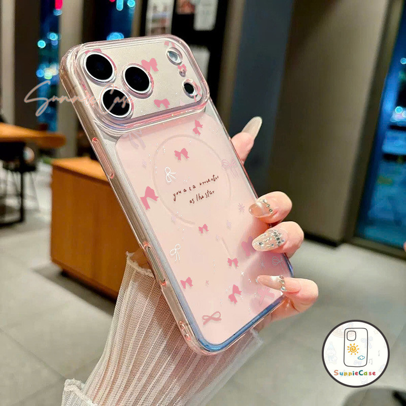 เคสสำหรับ ไอโฟน 13 ลายโบว์สีชมพู สำหรับ ไอโฟน 11 17 13 15 16 14 12 Pro Max 15 16 14 Plus iPhone Air กันกระแทก