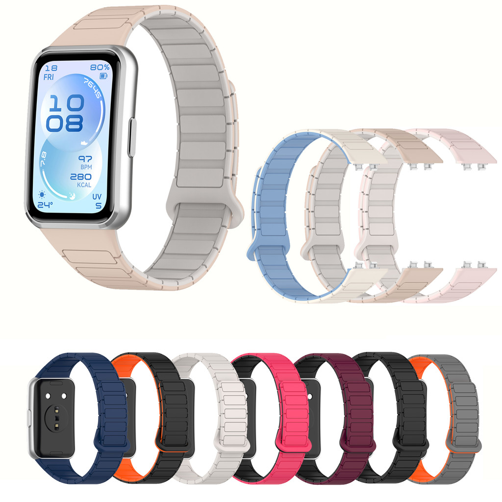 สายซิลิโคนแม่เหล็กสําหรับ Huawei band 11 / 11Pro สายรัดข้อมือกันน้ํานาฬิกาอัจฉริยะ