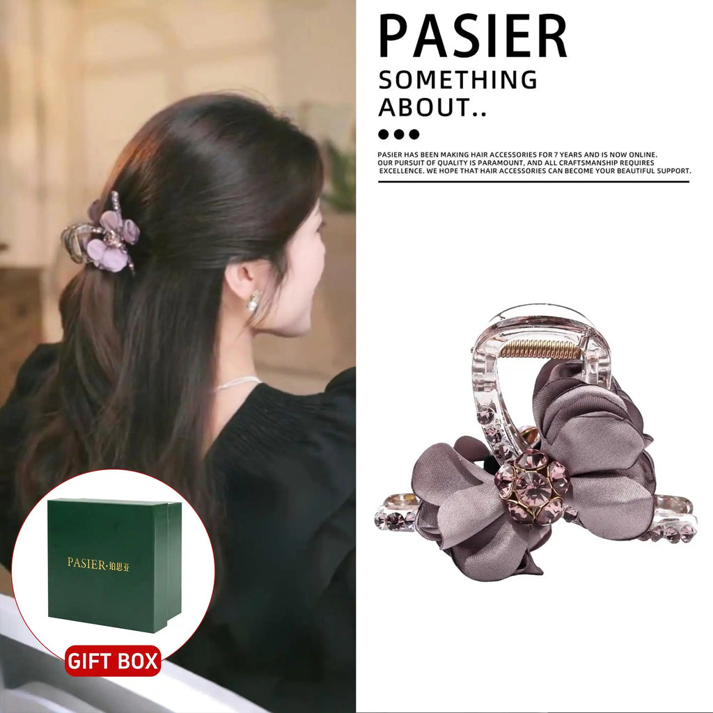 PASIER กิ๊บติดผมดอกไม้ วัสดุพีซีเกรดสูง ประดับคริสตัลเซอร์โคเนีย สำหรับงานเลี้ยงสังสรรค์ FS9942