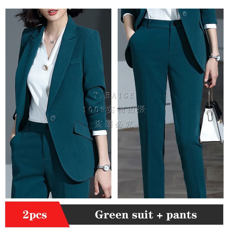 ชุดทำงานสำนักงานแขนยาว ประกอบด้วย Blazer กับกางเกงหรือกระโปรง สีดำ ไซส์ใหญ่