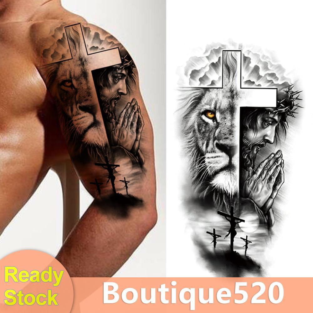 Skull Wolf Cool Fake Tattoo Body Tattoo สติก