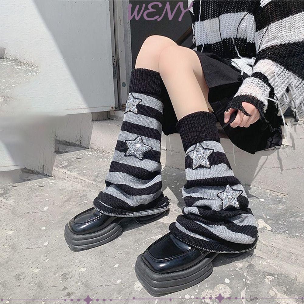 ถุงเท้ายาวแบบญี่ปุ่น สำหรับฤดูหนาว ทำจากผ้าฝ้ายยืดหยุ่น สีดำ, สีขาว, สีเทา เหมาะสำหรับคนชอบสไตล์โลลิต้าและเจเค