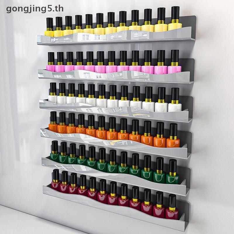 Gongjing5.th 2 ชิ้น 15 "ชั้นวางเล็บติดผนังชั้นวางทองเงินอะคริลิคออแกไนเซอร์เล็บอุปกรณ์สําหรับเล็บเทค