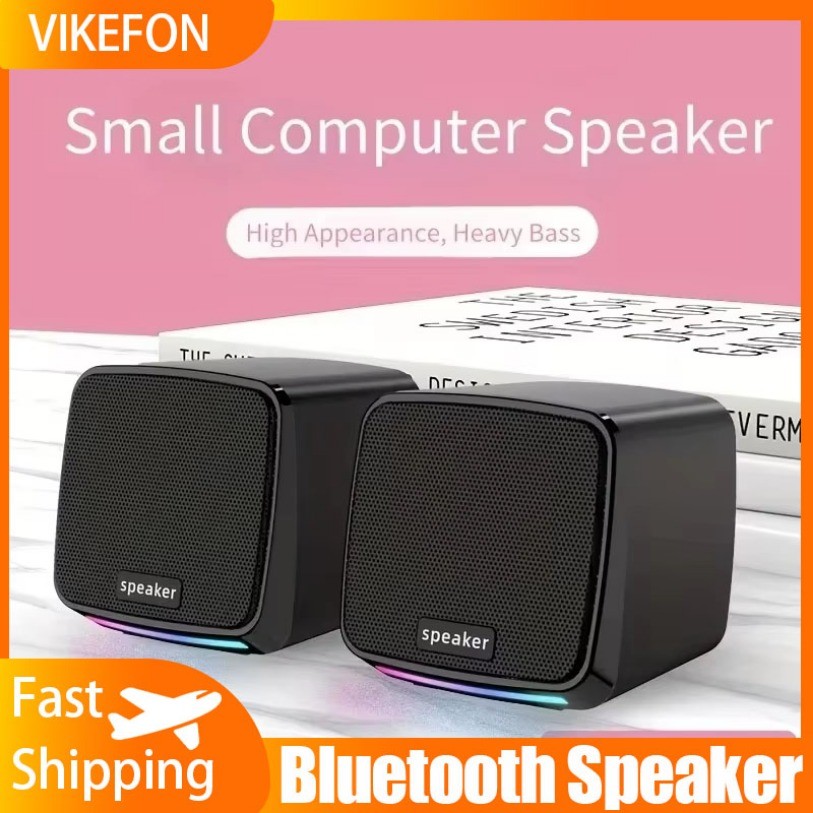 Stereo Sound Mini Speakers With Cool Lights Computer Speakers USB Powered 3.5mm Portable Speakers fo