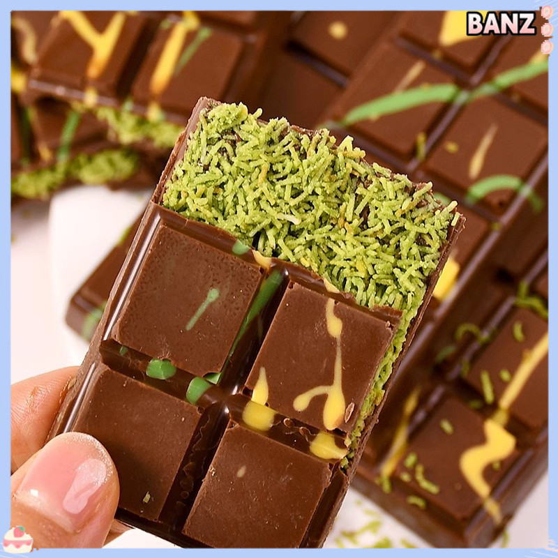 สไตล์ร้อนแรงของแท้ Dubai Pistachio Coklat Sandwich/100% Dark Chocolate รสผสมอินเทอร์เน็ต-famous ดูไบ