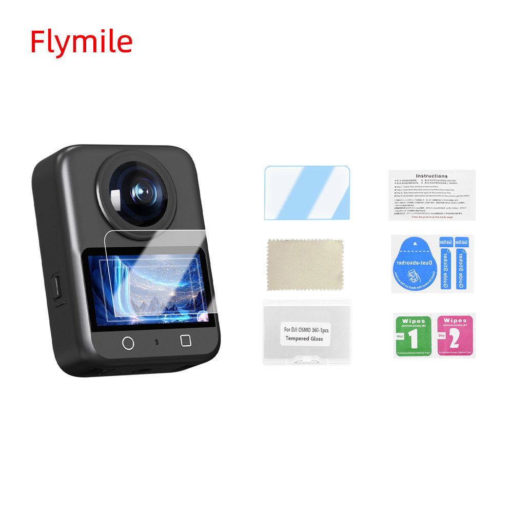 Flymile กระจกนิรภัยป้องกันหน้าจอ,สําหรับอุปกรณ์เสริม DJI Osmo 360,ฟิล์มกระจก Reinforced