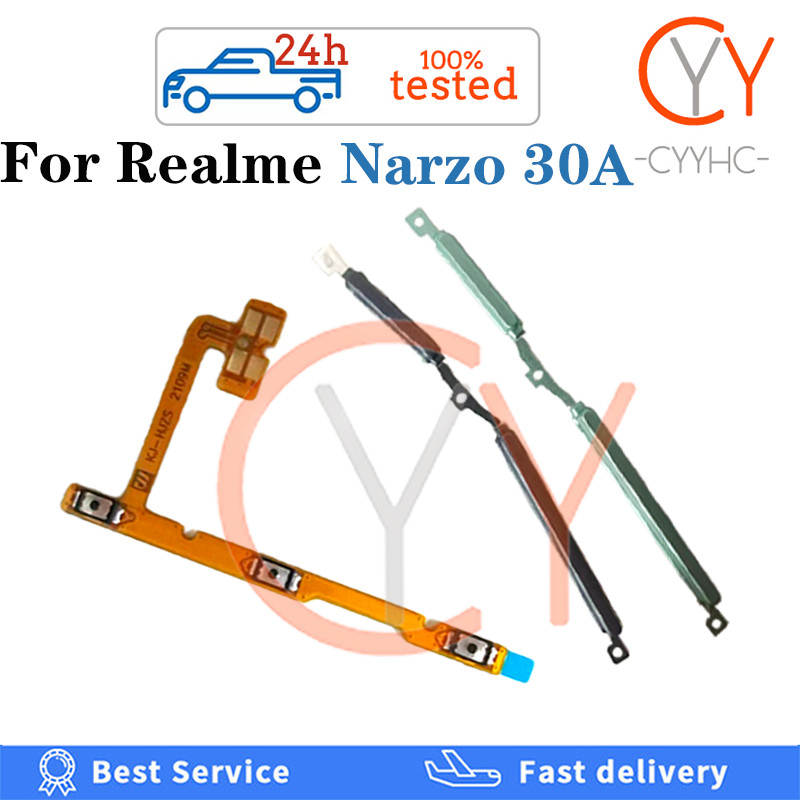 ปุ่มปรับระดับเสียงสวิตช์ไฟเปิดปิดปุ่ม Flex Cable สําหรับ Realme Narzo 30A RMX3171 อะไหล่เปลี่ยนสายเคเบิล