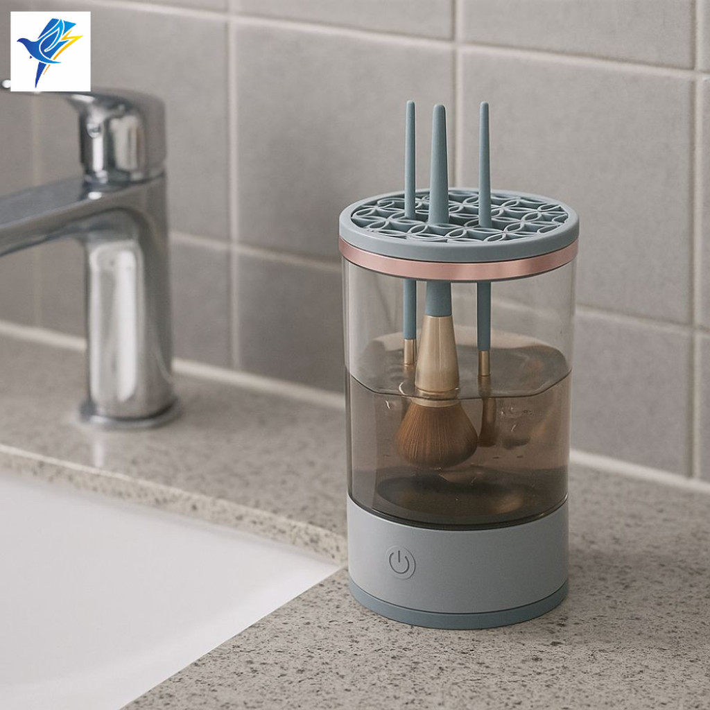 เครื่องทำความสะอาดแปรงแต่งหน้าไฟฟ้าอัตโนมัติ พร้อมสายชาร์จ USB ฟังก์ชั่น 3 ใน 1: ทำความสะอาด/จัดเก็บ/อบแห้ง