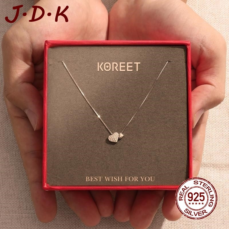 JDK สร้อยคอหัวใจใหม่ จี้ผู้หญิงเงิน 925