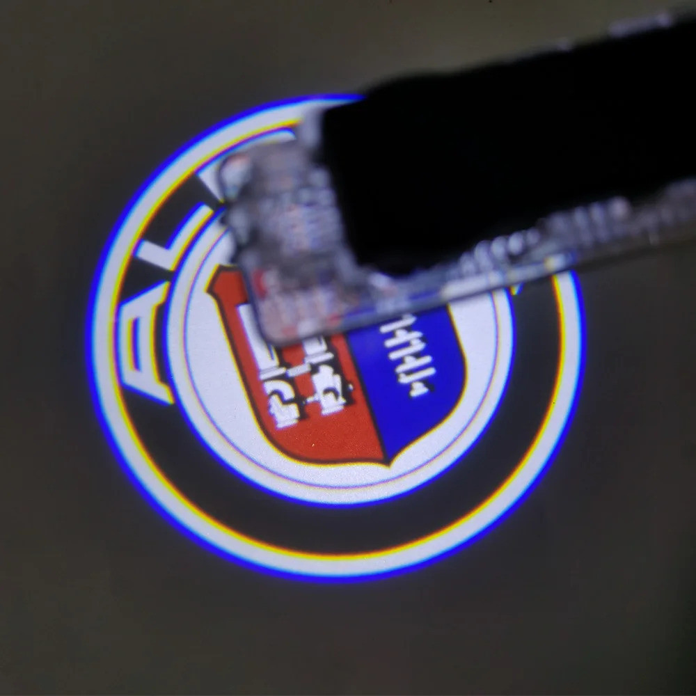 2pcs ALPINA Logo Car Door Light For ALPINA E90 M2 M5 E60 E70 E46 E38 E36 X5 X3 D5 XB7 5D Logo Light 