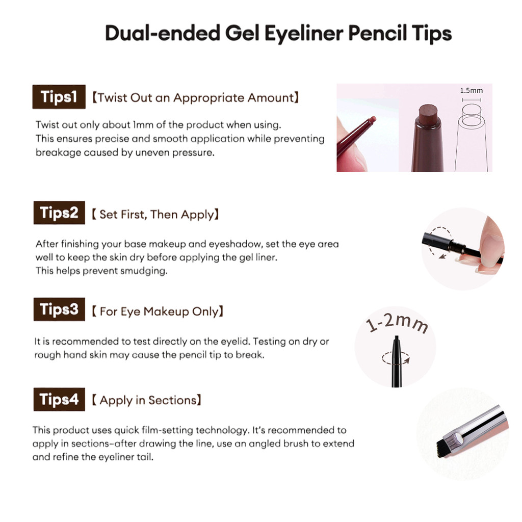 KOREMAZ อายไลเนอร์เจลสองหัวสีเข้มข้น, Payoff กันน้ํารอยเปื้อน Smooth Glide เคล็ดลับที่แม่นยําสําหรับ Bold Defined Eyes ที่ติดทนนานตลอดวัน - รูปที่ 3