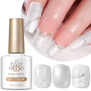 BORN PRETTY 10ml Pearlescent Pearl White Thread Gel ยาทาเล็บ UV/LED Soak Off Gel สําหรับ Home Nail Salon สําหรับของขวัญแต่งงาน