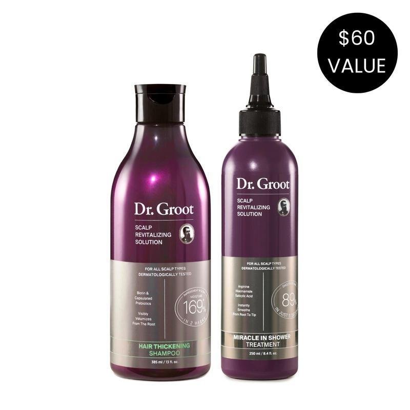 Dr. Groot Hair & Scalp Dynamic Duo Set Conditioner Haircare Keratin Shampoo for Fuller Hair, Biotin
