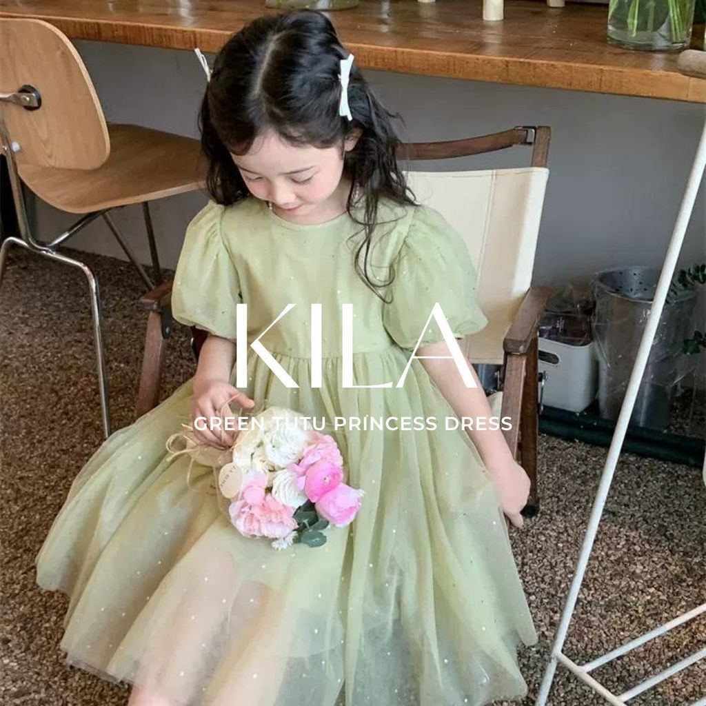 KILA Tutu สีเขียวมิ้นต์พร้อมชุดสาวแวววาวสีทอง