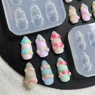 [maybeauty] แม่พิมพ์เล็บซิลิโคนใสเข็มขัดหัวเข็มขัดดอกไม้โคลเวอร์สี่ใบ 3D แม่พิมพ์ตกแต่งเล็บแม่แบบแต่งเล็บ {TH}