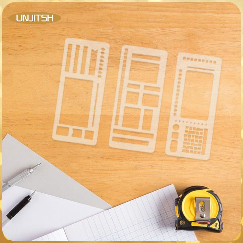 [unjitsh] 3 ชิ้น Journal Stencil Planner Stencils นํากลับมาใช้ใหม่ DIY แม่แบบการวาดภาพสําหรับ