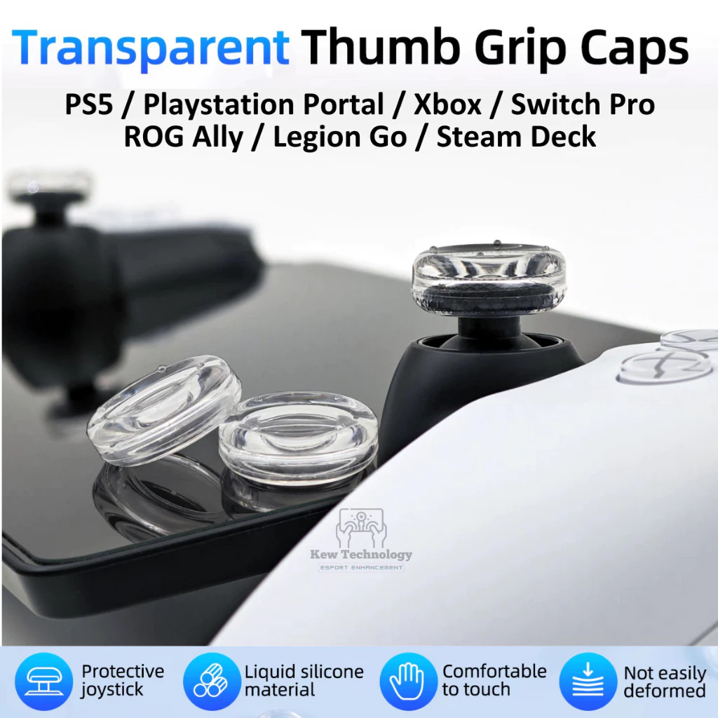 2 ชิ้นโปร่งใส Thumb Grip หมวกจอยสติ๊ก Grip หมวก PS5 Xbox Switch Pro ROG Ally Legion Go Steam Deck PlayStation Portal