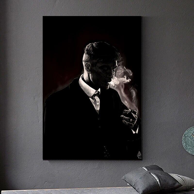 Peaky Blinders Cillian Murphy สูบบุหรี่ผ้าใบภาพวาดภาพบน Wall Art โปสเตอร์และพิมพ์ตกแต่งบ้านสมัยใหม่ 