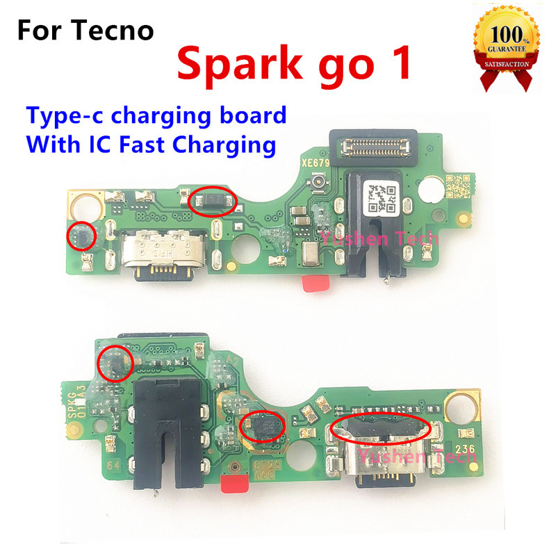 สําหรับ Tecno Spark go 1 บอร์ดชาร์จ usb พอร์ตชาร์จ dock เชื่อมต่อ flex cable ไมโครโฟนพร้อม ic Fast CHARGING BOARD