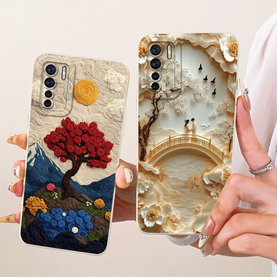 ปลอกกันกระแทกสําหรับ OPPO F15 CPH2001 / Reno 3 CPH2043 / A91 CPH2021 เคสโทรศัพท์ใหม่ดอกไม้ที่สวยงามซิลิโคนอ่อนนุ่มฝาหลังเชลล์