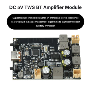 DC5V TWS โมดูลเครื่องขยายเสียงบลูทูธ 2*10W สเตอริโอเบส Enhancement Algorithm บอร์ดเครื่องขยายเสียงบลูทูธ Type-C