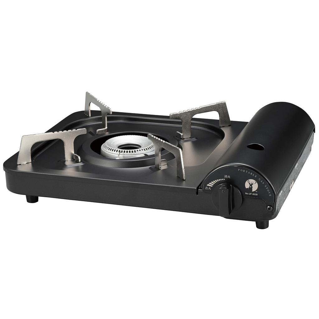Portable BBQ Grill - Captain Stag Compact Tabletop Gas Stove, Black, UF-0028