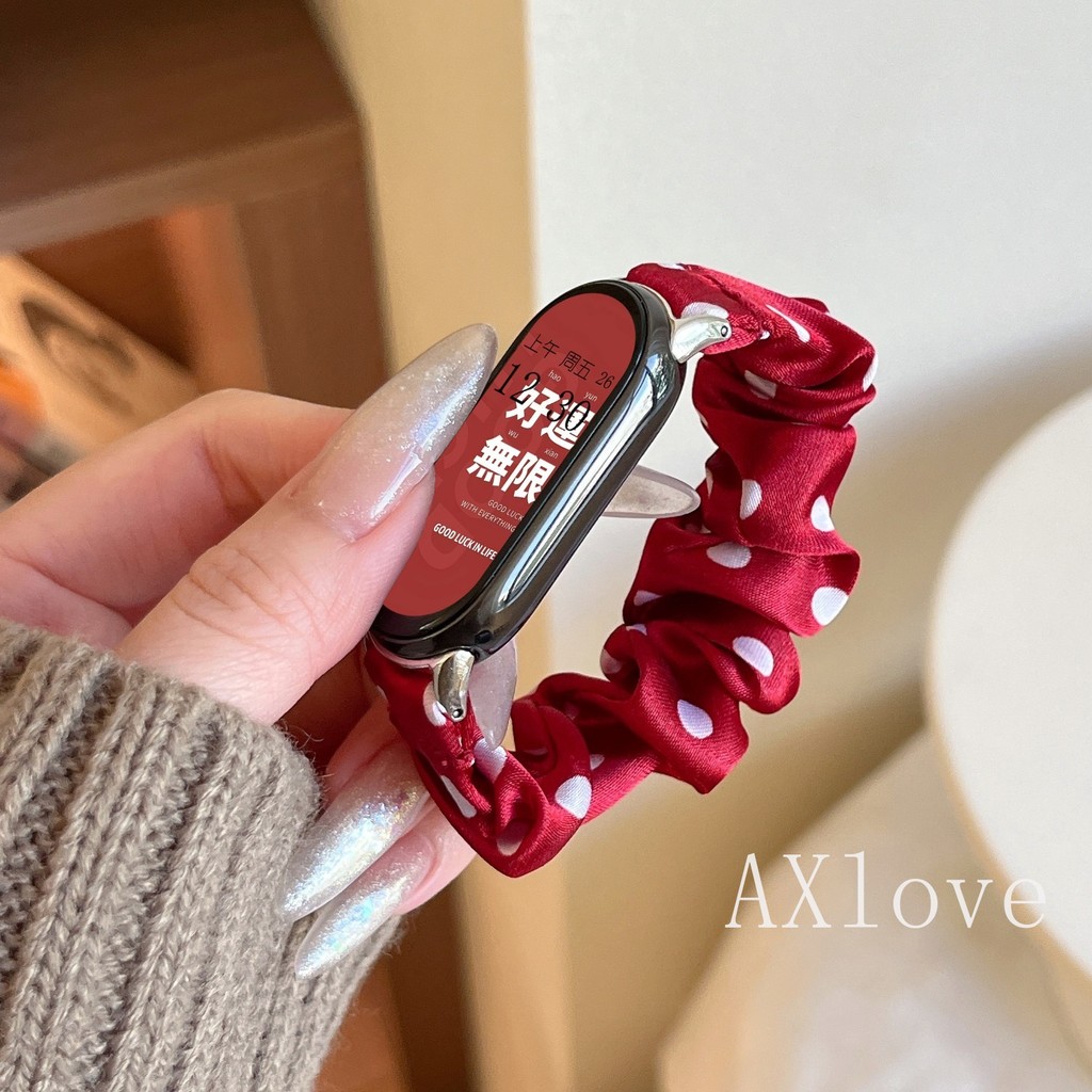 สายถักสีจุดคลื่นสําหรับ เสี่ยวหมี่ ไมล์band 8 9 10 มือโปร สร้อยข้อมือสายรัดไนลอนยืดหยุ่นสําหรับ เรดมี่ วงดนตรี 6 5 4 สายรัดข้อมือ