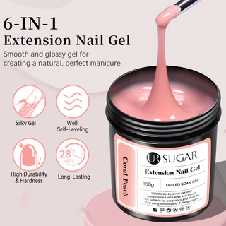UR SUGAR 6-IN-1 Jelly White Nude เล็บเจลอะคริลิคใส Quick Building เล็บ UV LED เจลกึ่งถาวรเคลือบเงา 150g