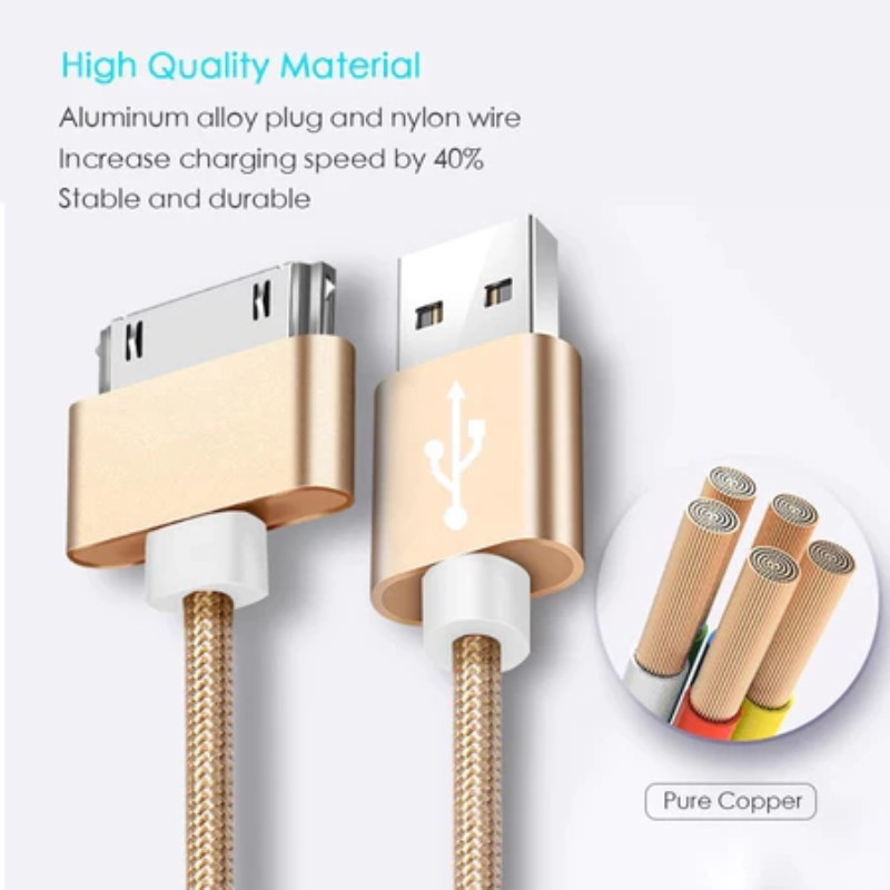 สาย USB 30 พินสําหรับ 4S 4 3GS 3 iPod Nano iTouch สายชาร์จอะแดปเตอร์ซิงค์ข้อมูลชาร์จเร็ว