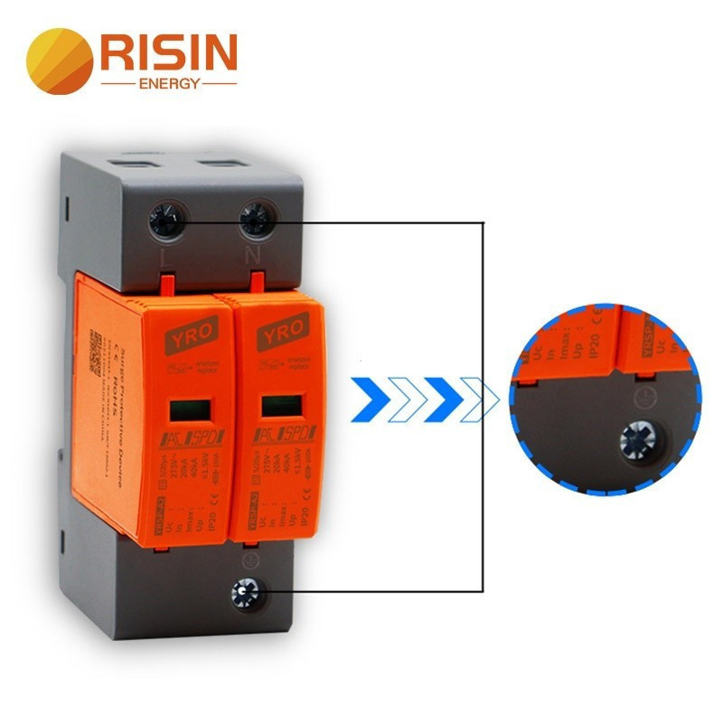 Class 2 Single Phase Surge Arrester Surge Protection 40KA 60KA อุปกรณ์ป้องกันฟ้าผ่า 2P AC SPD